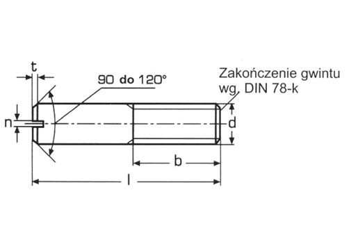 DIN 427 - ISO 2342 - PN 82271 - Wkręt dociskowy z końcem płaskim, nacięcie płaskie