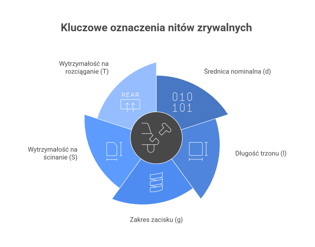Kluczowe oznaczenia nitów zrywalnych